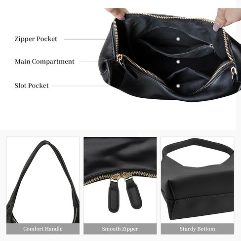 Leather Hobo Bag Small Shoulder Purses for Women Slouchy Tote Handbag Vegan Leather Crescent Bag in Kuwait