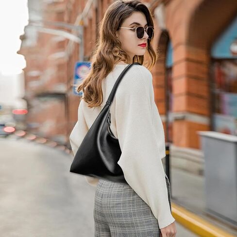 Leather Hobo Bag Small Shoulder Purses for Women Slouchy Tote Handbag Vegan Leather Crescent Bag in Kuwait