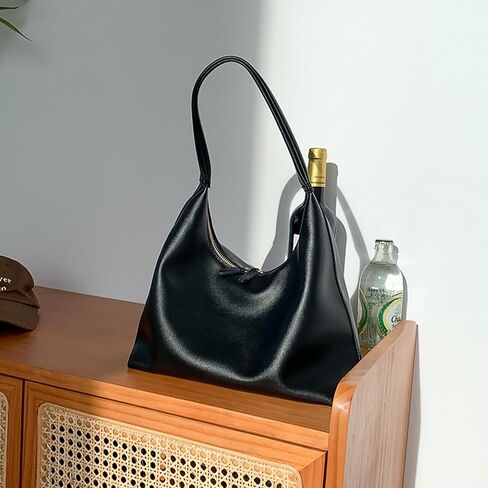 Leather Hobo Bag Small Shoulder Purses for Women Slouchy Tote Handbag Vegan Leather Crescent Bag in Kuwait