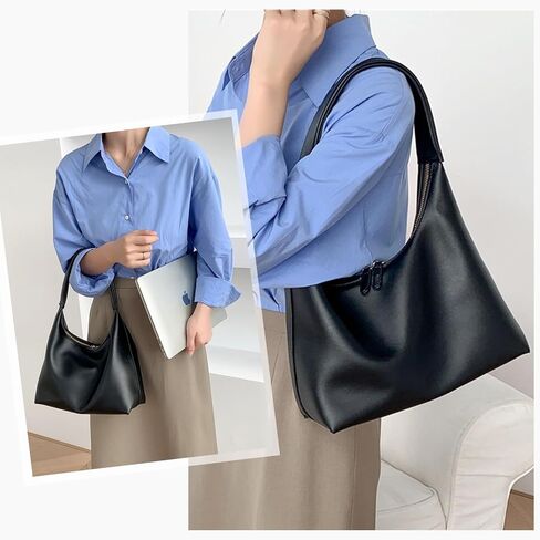 Leather Hobo Bag Small Shoulder Purses for Women Slouchy Tote Handbag Vegan Leather Crescent Bag in Kuwait