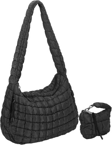 Quilted Tote Bag for Women with Mini Pouch Puffer Bags Puffy Crossbody Purse Large Hobo Puff Shoulder Carryall Handbag Gift in Kuwait