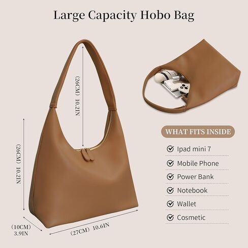 Leather Hobo Bag Small Shoulder Purses for Women Slouchy Tote Handbag Vegan Leather Crescent Bag in Kuwait
