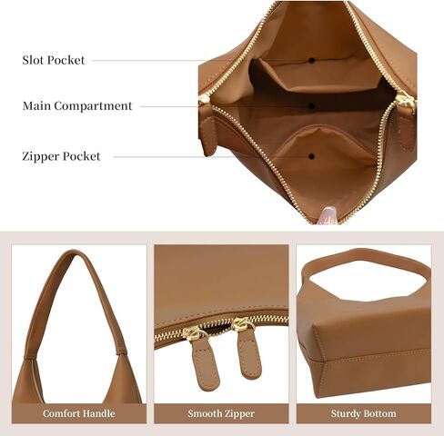 Leather Hobo Bag Small Shoulder Purses for Women Slouchy Tote Handbag Vegan Leather Crescent Bag in Kuwait