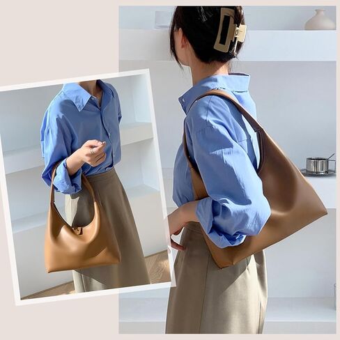 Leather Hobo Bag Small Shoulder Purses for Women Slouchy Tote Handbag Vegan Leather Crescent Bag in Kuwait