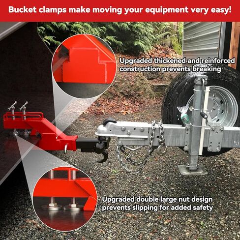 2025 Upgraded Clamp on Trailer Hitch for Tractor Bucket Non-Slip Black Tractor Bucket Hitch Receiver for 2" Ball Mount Adapter Compatible with Kubota Deere Bucket Attachment Accessories in Saudi Arabia