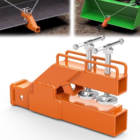 2025 Upgraded Clamp on Trailer Hitch for Tractor Bucket Non-Slip Black Tractor Bucket Hitch Receiver for 2" Ball Mount Adapter Compatible with Kubota Deere Bucket Attachment Accessories in Saudi Arabia