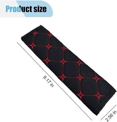 2PCS Car Seat Belt Cover, Cotton Linen Car Safety Seat Belt Pads, Harness Shoulder Pads Protect Your Neck, Universal Car Strap Protection Accessories for Cars, Trucks, SUVs (Black＆Red) in Saudi Arabia