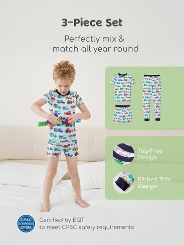 مجموعات Patpat Kids من 3 قطع بيجاما مع الخيزران Viscose ، Snug Fit PJs للبنين والبنات ، والملابس الراحة طوال الموسم ، والأعمار 2T-12Y in Kuwait