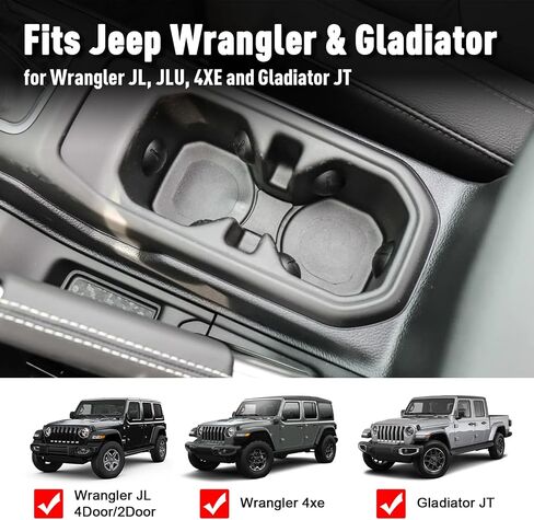حامل الكأس Coaster لـ Wrangler JL JLU 2018-2023 2024 إكسسوارات Wrangler Gladiator JT 2020-2023 كوب السيليكون إدراج الحصير الداخلي (Red Trim ، مجموعة 4-PCS ، لحاملي كوب الخلفية العميقة) in Kuwait