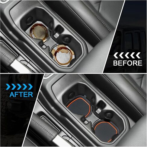 حامل الكأس Coaster لـ Wrangler JL JLU 2018-2023 2024 إكسسوارات Wrangler Gladiator JT 2020-2023 كوب السيليكون إدراج الحصير الداخلي (Red Trim ، مجموعة 4-PCS ، لحاملي كوب الخلفية العميقة) in Kuwait