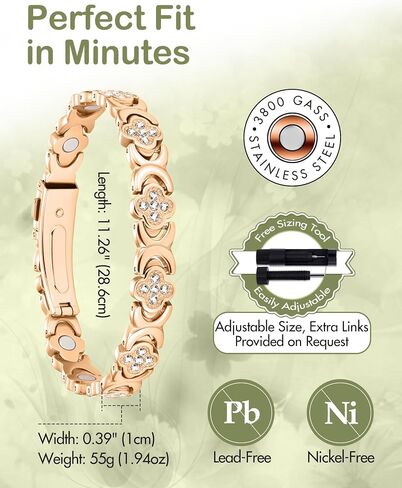 Feraco Magnetic Bracelets for Women with 3800 Gauss Effective Magnets, Stainless Steel Bracelet with Sparkling Zirconia, Infinite Symbol in Saudi Arabia