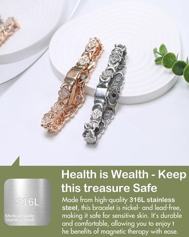 Feraco Magnetic Bracelets for Women with 3800 Gauss Effective Magnets, Stainless Steel Bracelet with Sparkling Zirconia, Infinite Symbol in Saudi Arabia