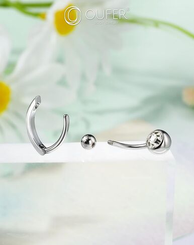 OUFER 5PCS Belly Button Rings, Cute Bow Flower Heart Dangle Navel Belly Piercing Jewelry, Clicker Navel Rings for Women Men, 14G Surgical Steel Dainty Dangly Dangling Body Piercing Jewelry in Saudi Arabia