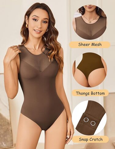 Avidlove Bodysuits for Women Summer Tops Mesh Crew Neck Leotards Shirts Sleeveless Going Out Bodysuit Tops in Kuwait