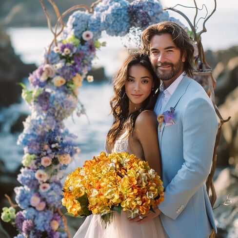 10 قطع الكوبية وهمية كامل الزهور الاصطناعية باقة الكوبية فو زهرة المركزية للطاولات المنزل الزفاف باقة الزفاف مكتب حزب DIY الزهور ديكور in Kuwait