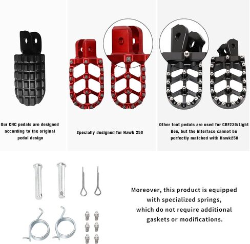 Dirt Bike Foot Pegs Special for HAWK 250,7075 Aluminum CNC Motorcycle Front Rest Pedal for Hawk 250cc/Hawk 250 DLX-Red in Saudi Arabia