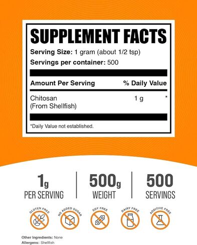 BulkSupplements.com Chitosan Powder - Fiber Supplement - Chitosan 1000mg - Chitosan Supplements for Kidney - from Shellfish - 1000mg per Serving, 5000 Servings (5 Kilograms - 11 lbs) in Kuwait