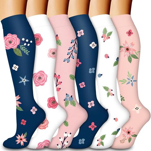 Laite Hebe Compression Socks for Women & Men Circulation(6 pairs)-Graduated Supports Socks for Running, Athletic Sports in Kuwait