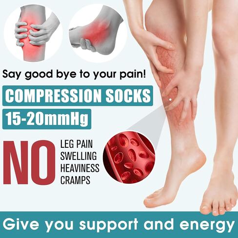Laite Hebe Compression Socks for Women & Men Circulation(6 pairs)-Graduated Supports Socks for Running, Athletic Sports in Kuwait
