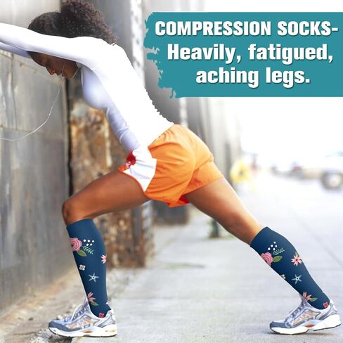 Laite Hebe Compression Socks for Women & Men Circulation(6 pairs)-Graduated Supports Socks for Running, Athletic Sports in Kuwait