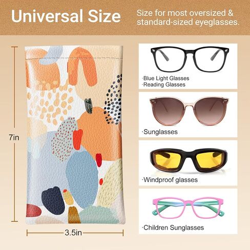 Swooflia Eyeglass Glasses Sunglass Case Bag, Soft Leather Pouch for Women Men Kid Travel Slim Extra Large Sleeve Cases 2 Pack in Saudi Arabia