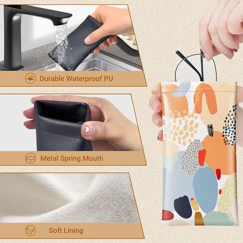 Swooflia Eyeglass Glasses Sunglass Case Bag, Soft Leather Pouch for Women Men Kid Travel Slim Extra Large Sleeve Cases 2 Pack in Saudi Arabia