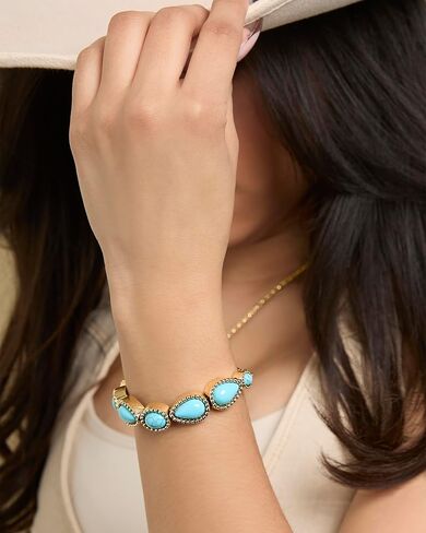 Jessica Simpson Womens Turquoise Bracelet - Oxidized Silver or Gold-Tone Bracelet with Turquoise Stones in Kuwait