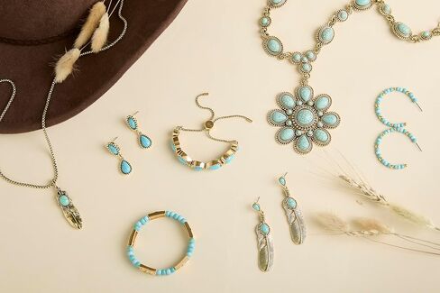 Jessica Simpson Womens Turquoise Bracelet - Oxidized Silver or Gold-Tone Bracelet with Turquoise Stones in Kuwait