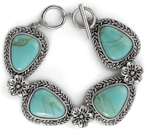 Jessica Simpson Womens Turquoise Bracelet - Oxidized Silver or Gold-Tone Bracelet with Turquoise Stones in Kuwait