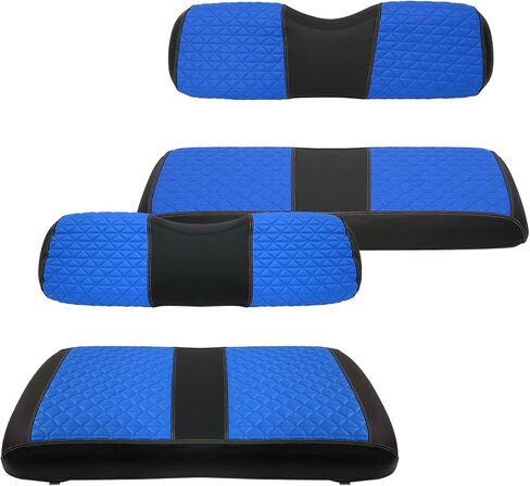 XUANYUDG0769 Golf Cart Front and Rear Seat Covers for EZGO TXT/RXV Club Car DS/Precedent Yamaha G29, Vinyl Leather Made/Adjustable Straps and Retractable Buckle/No Stapler Required,4PCS in Kuwait