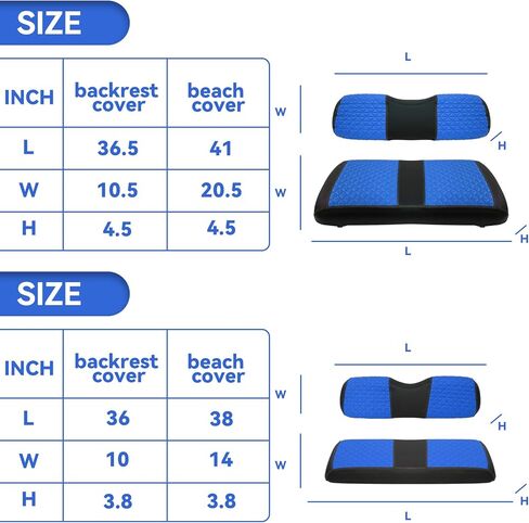 XUANYUDG0769 Golf Cart Front and Rear Seat Covers for EZGO TXT/RXV Club Car DS/Precedent Yamaha G29, Vinyl Leather Made/Adjustable Straps and Retractable Buckle/No Stapler Required,4PCS in Kuwait