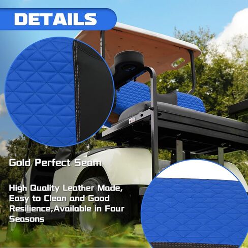 XUANYUDG0769 Golf Cart Front and Rear Seat Covers for EZGO TXT/RXV Club Car DS/Precedent Yamaha G29, Vinyl Leather Made/Adjustable Straps and Retractable Buckle/No Stapler Required,4PCS in Kuwait