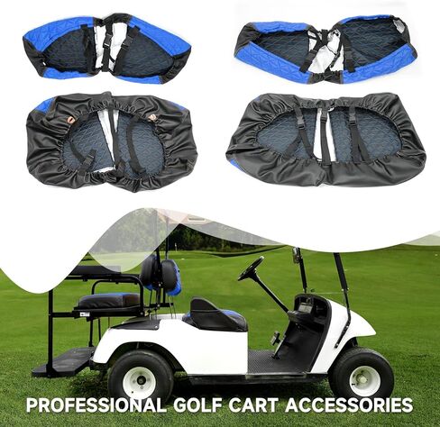 XUANYUDG0769 Golf Cart Front and Rear Seat Covers for EZGO TXT/RXV Club Car DS/Precedent Yamaha G29, Vinyl Leather Made/Adjustable Straps and Retractable Buckle/No Stapler Required,4PCS in Kuwait