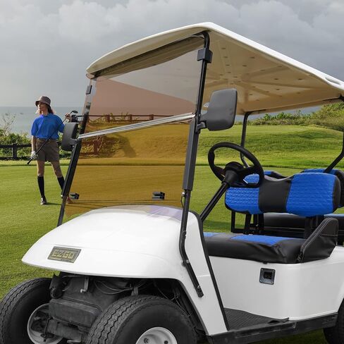 XUANYUDG0769 Golf Cart Front and Rear Seat Covers for EZGO TXT/RXV Club Car DS/Precedent Yamaha G29, Vinyl Leather Made/Adjustable Straps and Retractable Buckle/No Stapler Required,4PCS in Kuwait