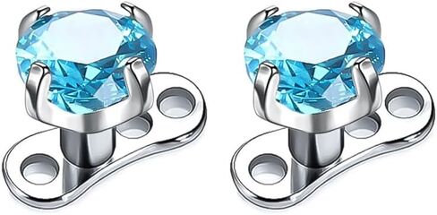 Kokoma 16g Crystal Crystal Dermal Piercing Tops and Base G23 Titanium microdermal percing intercing onlowerly thembly jewelry for Women Men in Kuwait