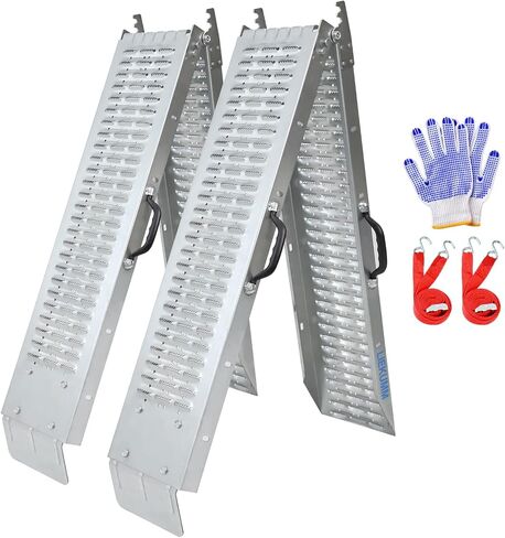 880lbs Capacity Loading Ramp, 2PCS Steel Foldable Ramp, 66" L Portable Ramp for Truck, Trailer, Motorcycle Ramp in Kuwait