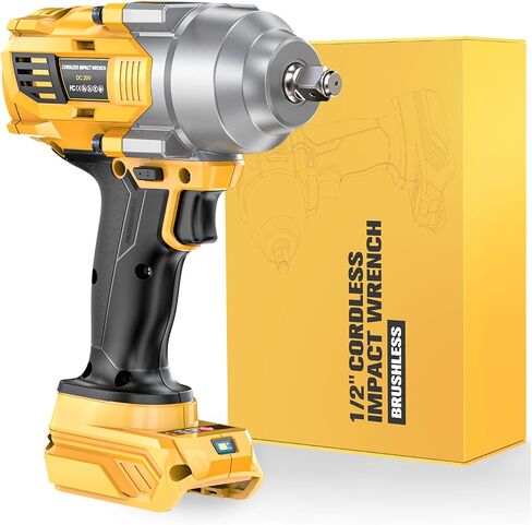 مفتاح ربط لبطارية DeWalt 20V MAX: محرك تأثير حلقة خنزير 1/2 بوصة عزم دوران عالي - مسدس تأثير لاسلكي 600 قدم رطل - محرك بدون فرش مع ضوء LED ومشبك Blet - أداة فقط in Kuwait