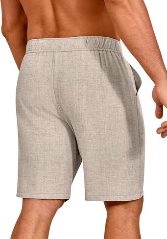 Huukeay 2 Pack Men's Linen Shorts 9" Casual Elastic Waist Drawstring Lightweight Summer Beach Vacation Bottoms with Pockets in Saudi Arabia