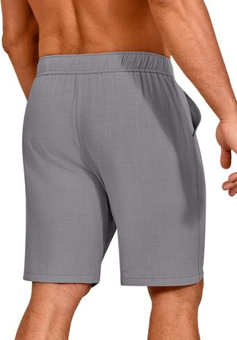 Huukaey 2 Pack Shorts Linen Linen Shorts 9 "خصر مرن غير رسومات خفيفة خفيفة الوزن القيعان الشاطئية مع جيوب in Saudi Arabia