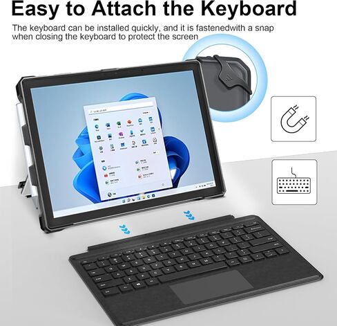 Case for 12.3" Microsoft Surface Pro 7+/7/6/5/4 Rugged Cover Case, with Surface Pen Holder, Compatible with Surface Pro Type Cover Keyboard,Translucent Black in Saudi Arabia
