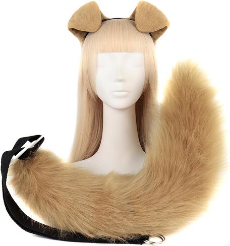 Zcargel Plush Ear Hairband Tail Set, Furry Animal Cosplay Costume Dog Anime Set Adult Halloween Party Headbands Headpiece in Saudi Arabia