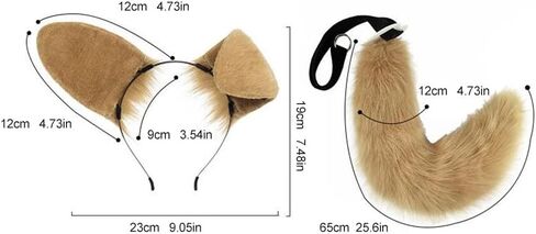 Zcargel Plush Ear Hairband Tail Set, Furry Animal Cosplay Costume Dog Anime Set Adult Halloween Party Headbands Headpiece in Saudi Arabia
