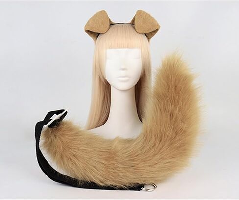 Zcargel Plush Ear Hairband Tail Set, Furry Animal Cosplay Costume Dog Anime Set Adult Halloween Party Headbands Headpiece in Saudi Arabia