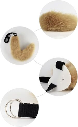 Zcargel Plush Ear Hairband Tail Set, Furry Animal Cosplay Costume Dog Anime Set Adult Halloween Party Headbands Headpiece in Saudi Arabia