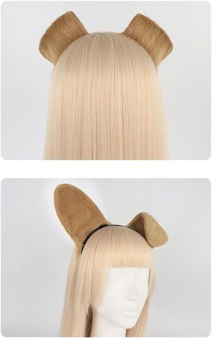 Zcargel Plush Ear Hairband Tail Set, Furry Animal Cosplay Costume Dog Anime Set Adult Halloween Party Headbands Headpiece in Saudi Arabia