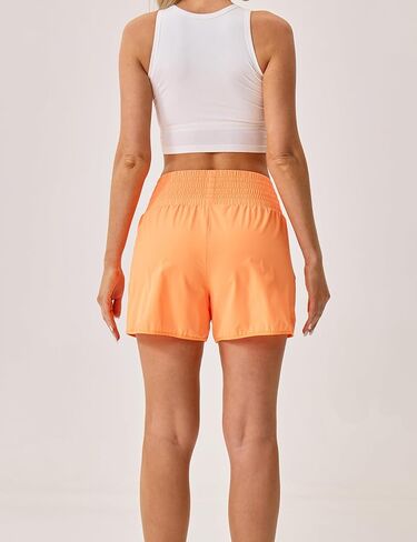 Womens Athletic Shorts High Waisted Quick Dry Lightweight Running Shorts Sporty Workout Gym Shorts with Double Zipper Pockets in Kuwait