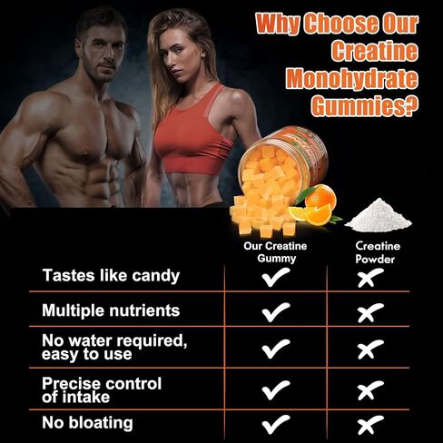 الكرياتين أحادي الهيدرات Gummies 5000mg لنمو العضلات ، ودعم القوة والطاقة ، وخالية من السكر ، وصمغ ما قبل التمرين مع L-taurine ، وفيتامين B6 وفيتامين B12 للرجال والنساء -20 غامميين ، محمولة وقابلة للمضغ in Saudi Arabia