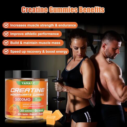 الكرياتين أحادي الهيدرات Gummies 5000mg لنمو العضلات ، ودعم القوة والطاقة ، وخالية من السكر ، وصمغ ما قبل التمرين مع L-taurine ، وفيتامين B6 وفيتامين B12 للرجال والنساء -20 غامميين ، محمولة وقابلة للمضغ in Saudi Arabia