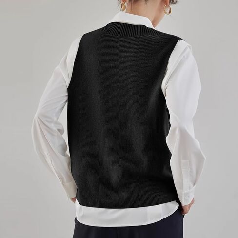 Wowcarbazole Women's Sweater Vest V Neck Pullover Knitwear Tank Top Trendy Sleeveless Sweater Fall 2024 in Kuwait