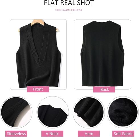Wowcarbazole Women's Sweater Vest V Neck Pullover Knitwear Tank Top Trendy Sleeveless Sweater Fall 2024 in Kuwait